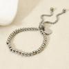 Popular personalized 18K gold plated round tag adjustable round bead bracelet stainless steel waterproof niche jewelry