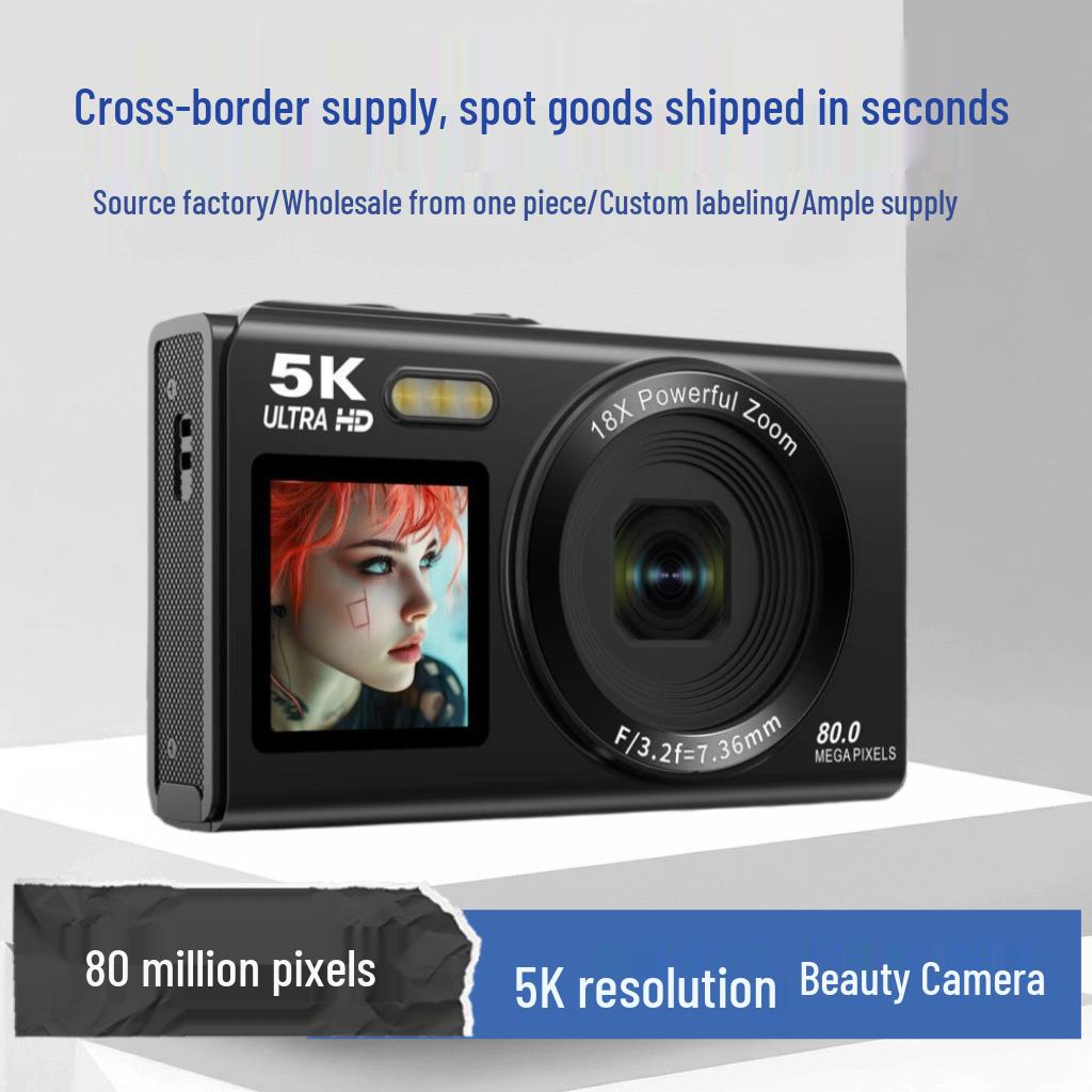 5K HD Dual-Screen Digital Camera with Selfie and WIFI Transfer To Mobile Phone