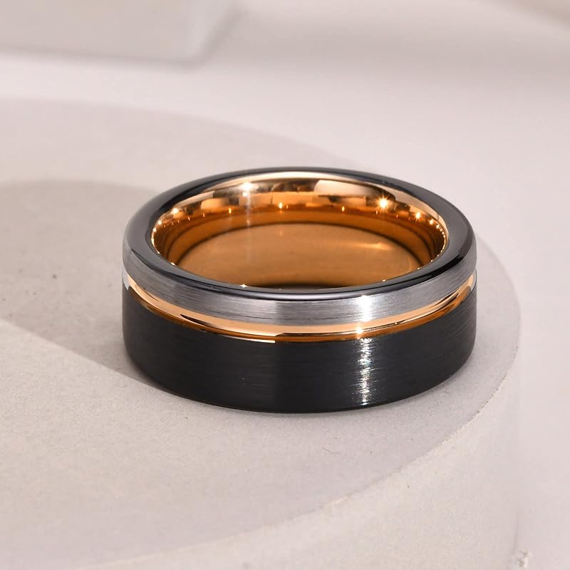 [Rockyu] ring men's simple ring black 8mm matte Compatible with metal allergies party accessories