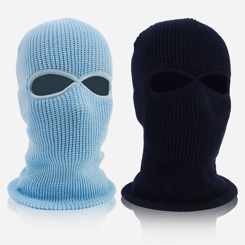 Hat Skullies Ear Protection 2 Holes Women Winter Cap Full Face Cover Men Beanies Hat Knitted Hats