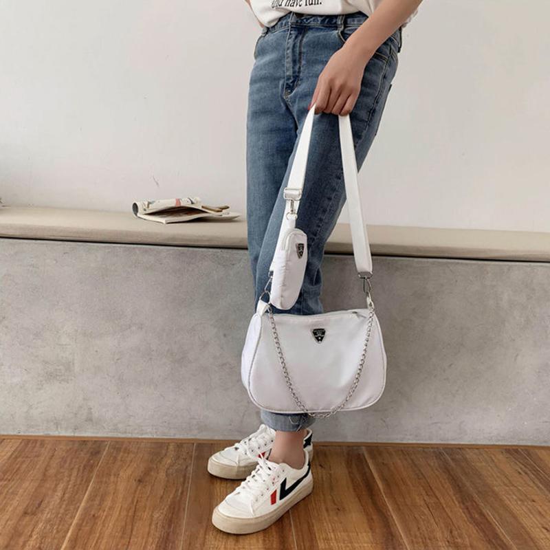 Винтажные нейлоновые сумки-бродяги на плечо для женщин, сумка через плечо с кошельком, повседневная сумка для подмышек большой вместимости, клатч