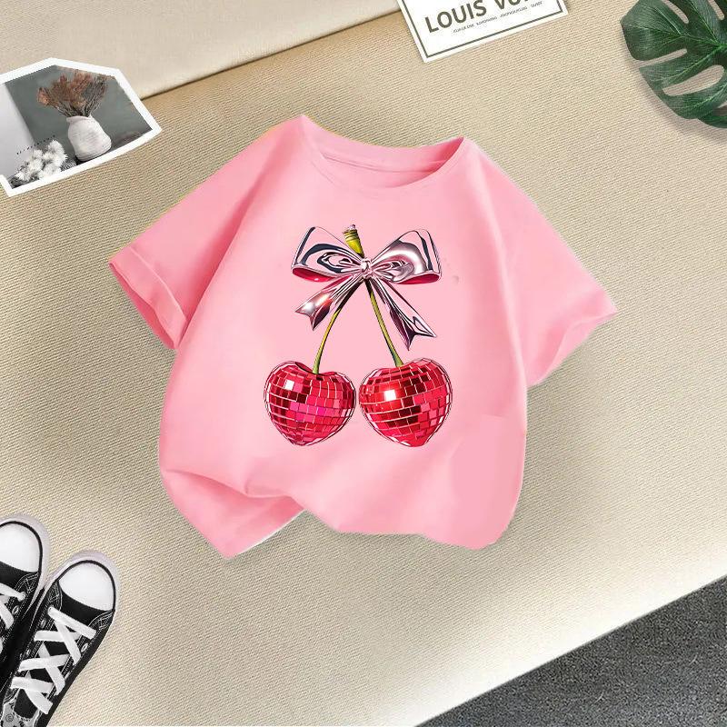 Children's Casual Short-sleeved T-shirt - Summer Girl's Cute Cherry T-shirt