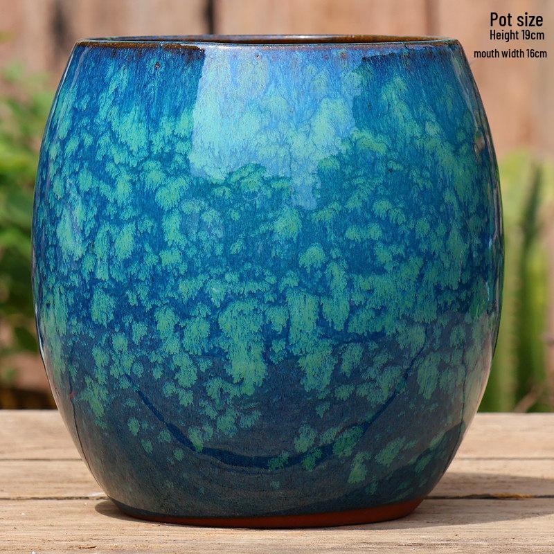 Large Ceramic Terracotta Flower Pot for Balcony and Living Room - Ideal for Succulents, Orchids, Green Radish, and Plants