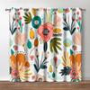 Floral Blackout Curtains, Boho Colorful Flowers Print Decor For Home Bedroom Living Room Grommet Window Darkening Drapes