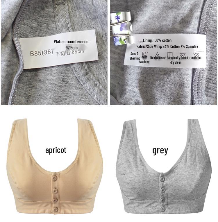 Plus Size Cotton Front-Button Bra for Middle-Aged & Elderly