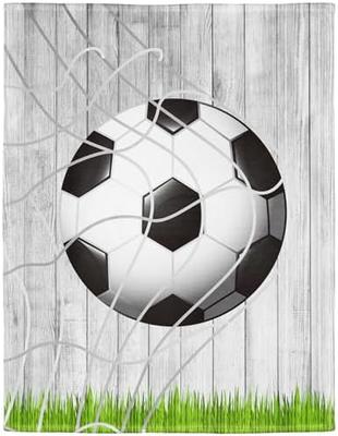 YISUMEI Soccer Print Fleece Blanket 125x150cm Soft Flannel Throw Warm Cozy Bed Cover for Kids Adults Microfiber