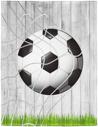 YISUMEI Soccer Print Fleece Blanket 125x150cm Soft Flannel Throw Warm Cozy Bed Cover for Kids Adults Microfiber