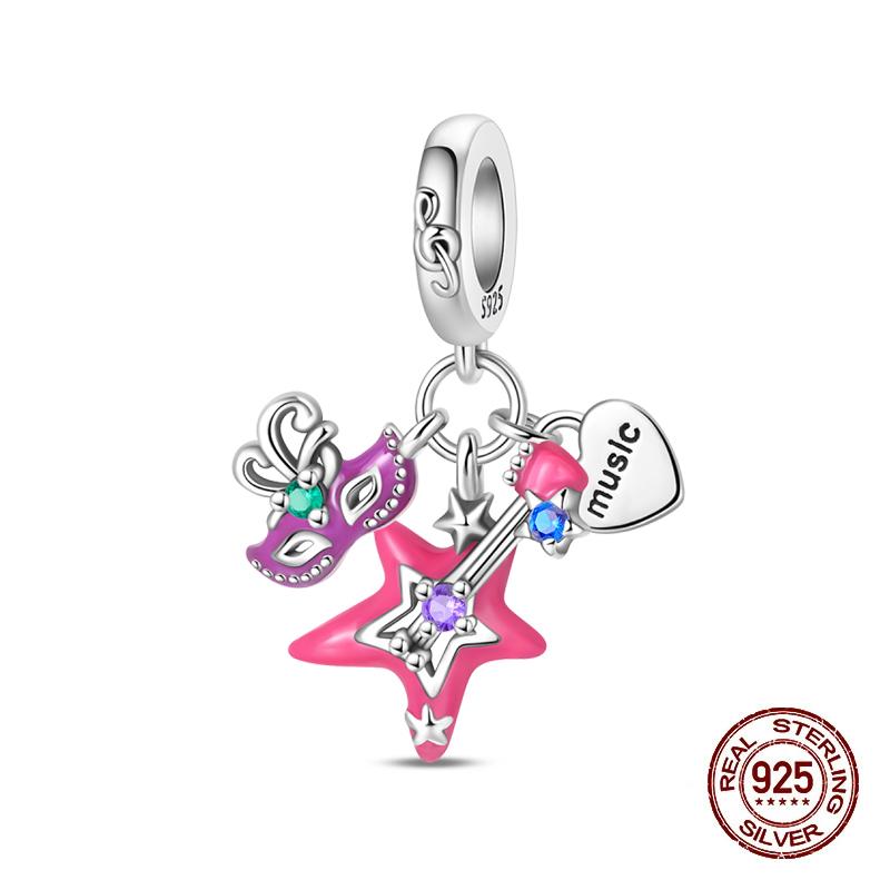 Masquerade Ball Charms Copper Mask Music Party Charms Bead Fit Original Bracelets For Women Fine Diy Jewelry Gifts