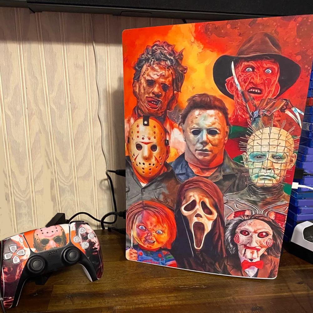 Horror Michael Jason Ghost Sticker Decals For PS5 Standard Disc Console Remote