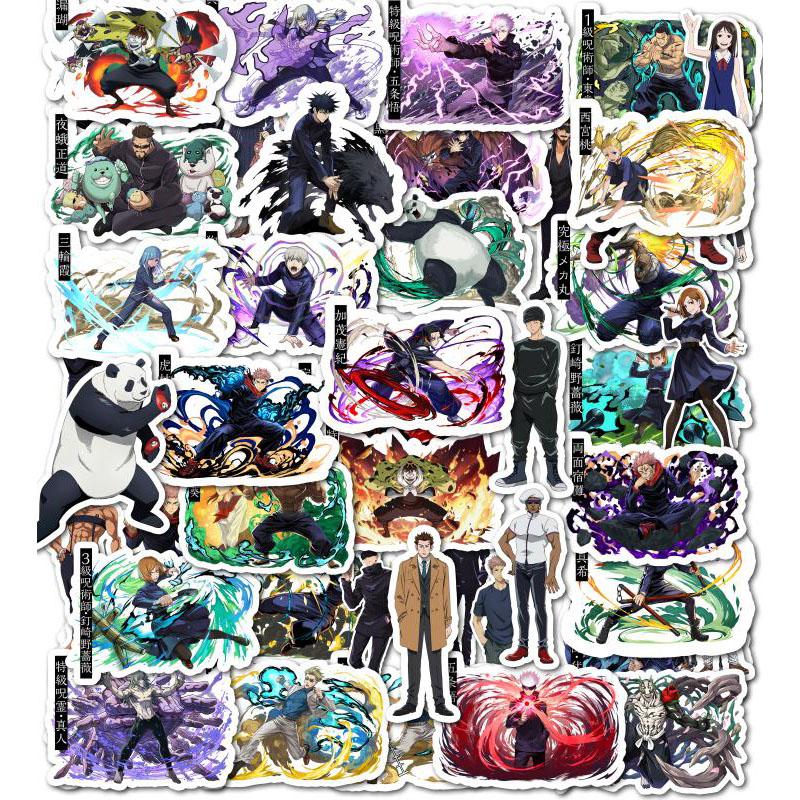 50 шт. аниме-стикеров Jujutsu Kaisen, основанных на японской манге, можно использовать для украшения компьютеров, а также в качестве подарков или праздничных презентов.