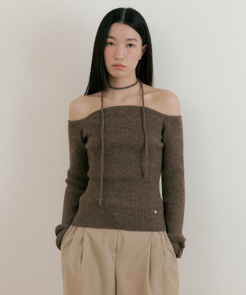 LUCIR ZU Wool Upper Strap Knit (Brown)