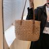 Соломенная сумка-ведро большой емкости для женщин, летняя тканая пляжная сумка-тоут с верхней ручкой, сумка-шоппер