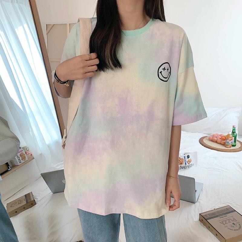 Лето 2024, корейская футболка с короткими рукавами для женщин, большие футболки с рисунком, длинные топы y2k, модная уличная одежда унисекс в стиле Харадзюку