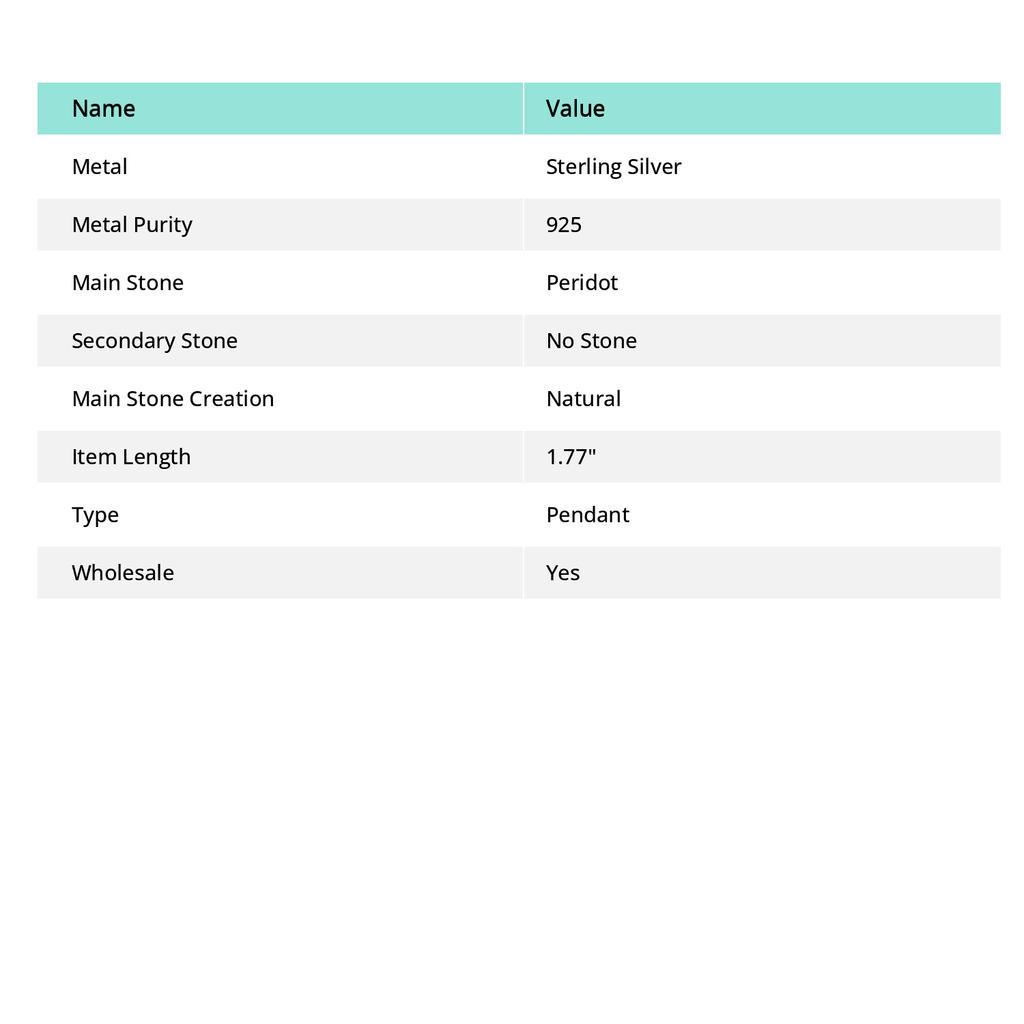 Natural Peridot Gemstone Handmade 925 Sterling Silver Jewelry Pendant 1.77" D9e98