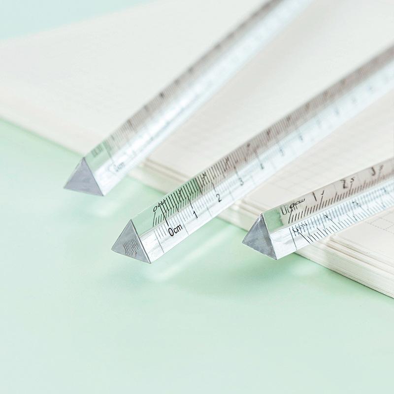 15cm Acrylic Three Edges Straight Ruler Transparent Clear Scale for Drawing Measure Tools