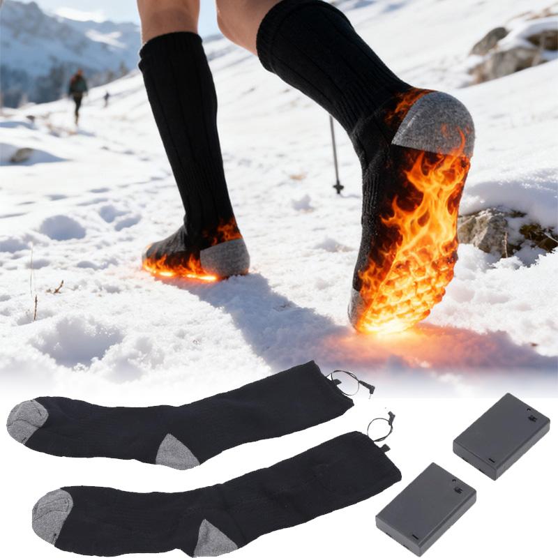Зимние уличные носки с подогревом для мужчин и женщин - с батарейным блоком, электрическая грелка для ног, термоноски, подходящие для пеших прогулок