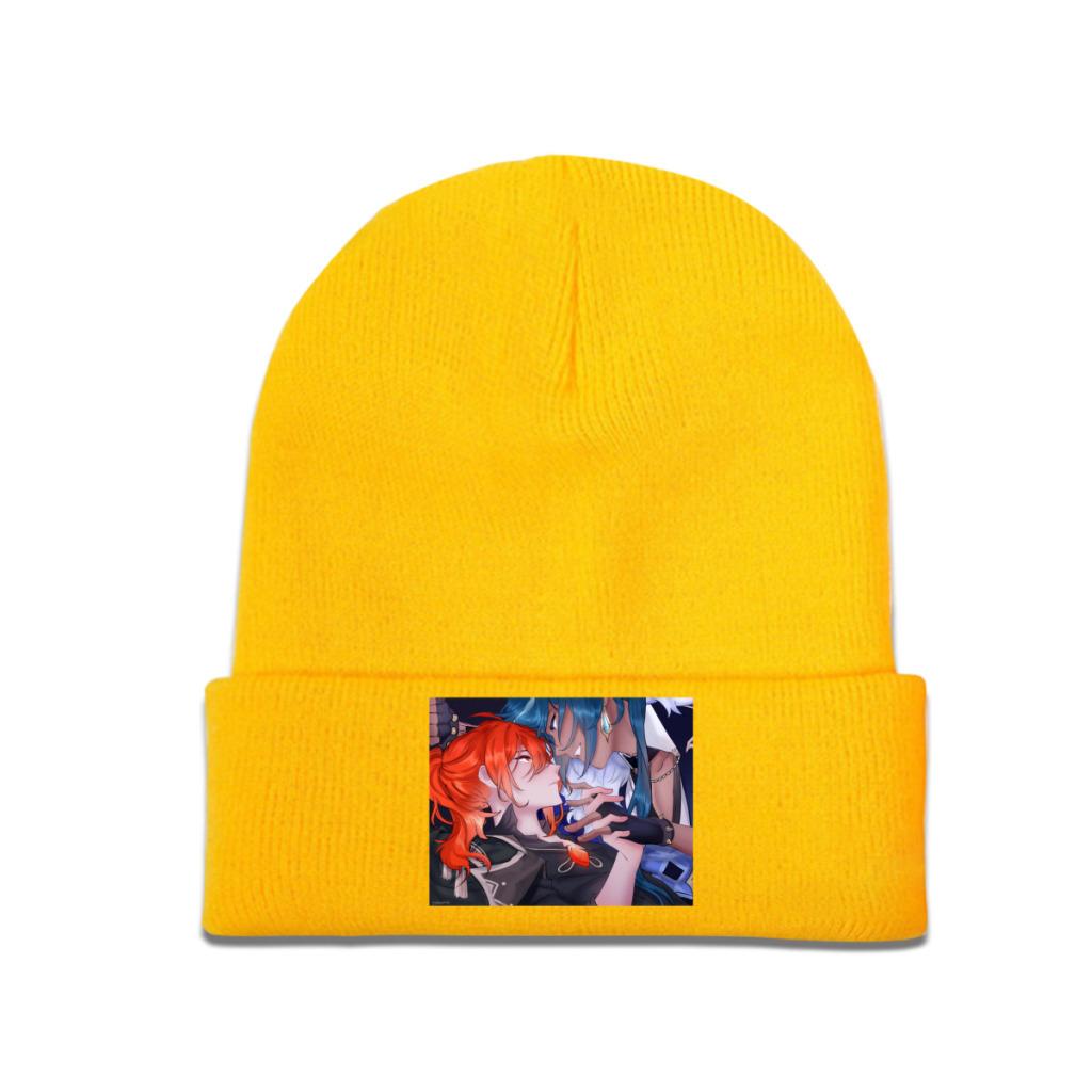 Вязаная шапка Genshin Impact Acg, шапка-бини, осенне-зимняя шапка, теплая шапка унисекс, цветная, Diluc Ragnvindr, игровая шапка для женщин унисекс