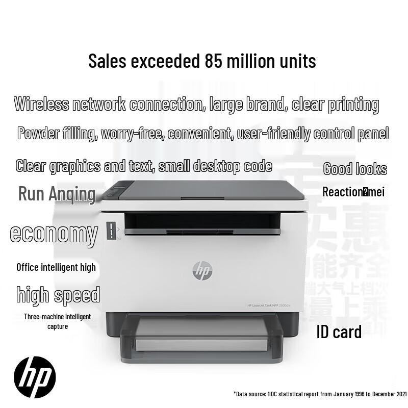 HP Tank 1005w Wireless Monochrome All-in-One Laser Printer CN plug (adapter included)
