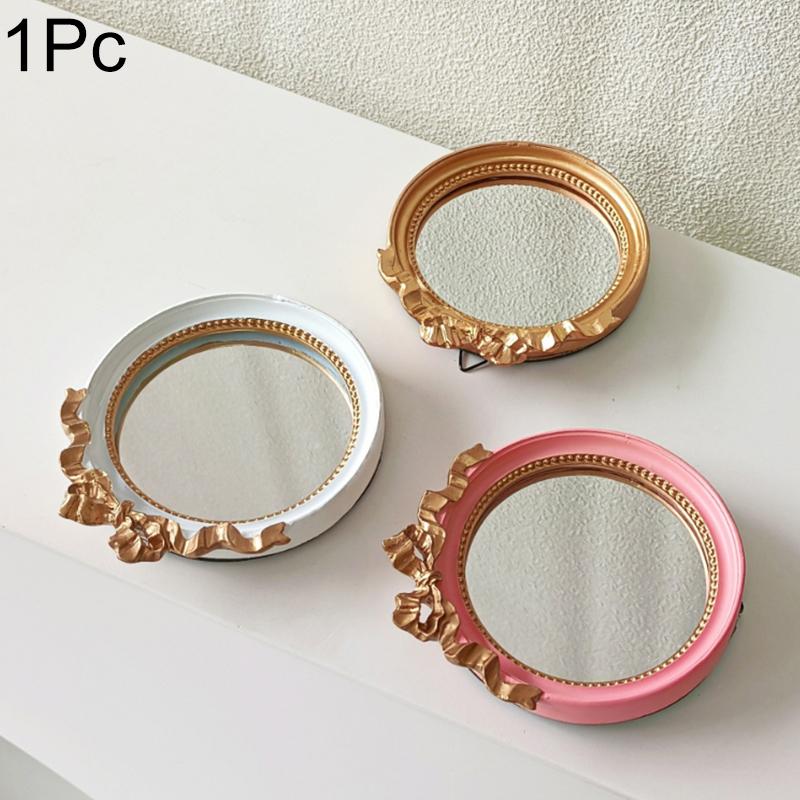 1PC Elegant Convenient Durable Gift Round Mirror Lightweight Sturdy Dressing Table Retro Decorative Mirror