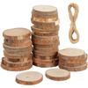 30Pcs Natural Wood Slice Round Rustic Wood Pieces Craft Wood Circle Kit Party Unfinished Wooden Slices Decoration for DIY