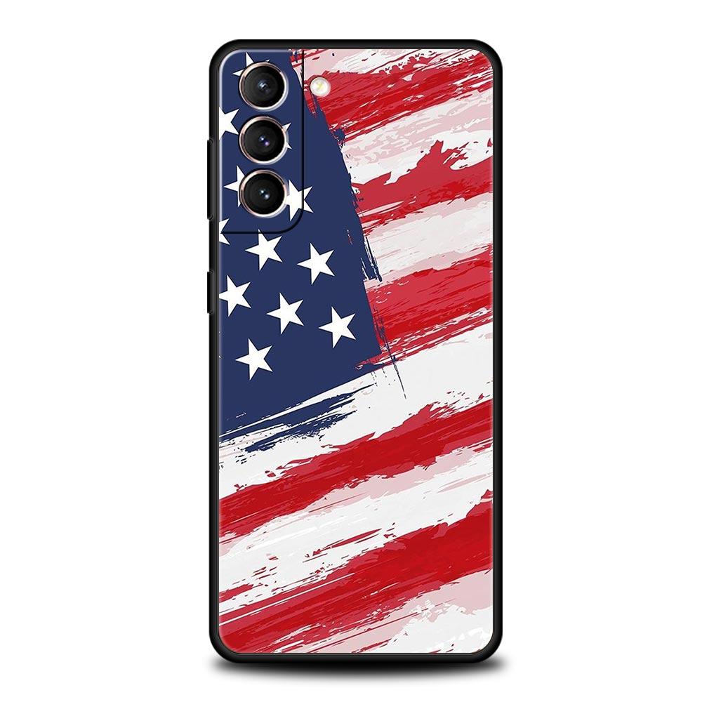 Американский флаг США Чехол для телефона для Samsung Galaxy S26 Ultra S25 Plus S24 FE S23 S22 5G S21 S20 Черный Мягкий