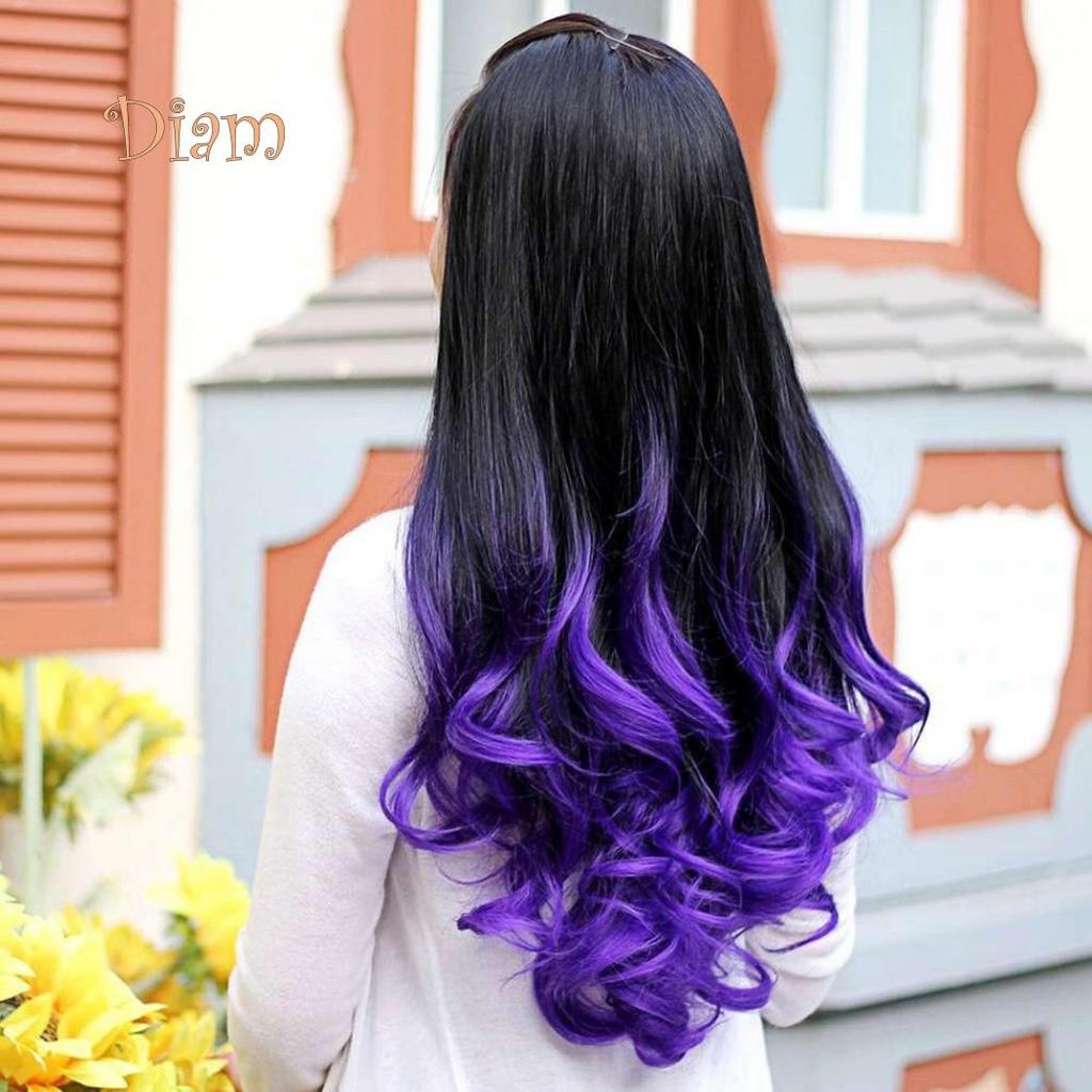 Tenfyer Женский Длинный Кудрявый Волнистый Градиентный Цвет Омбре Три Четверти Полный Парик Волос