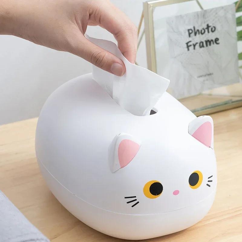 Kawaii Cat коробка для салфеток в гостиной, коробка для хранения салфеток, кухонный контейнер для бумаги, настольный держатель для туалетной бумаги для ванной комнаты, общежития