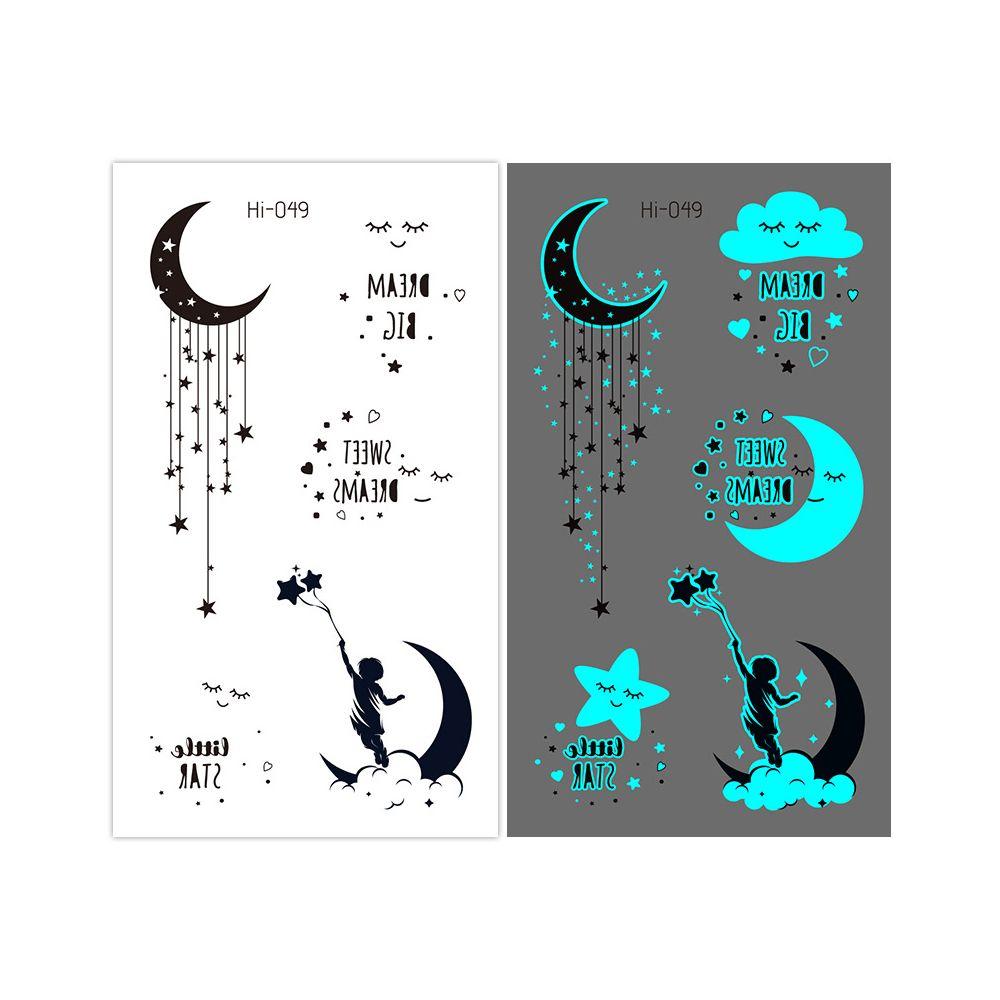 Star Feather Men Women Tattoo Sticker Blue Luminous Fake Tattoo Temporary Tattoos Body Art