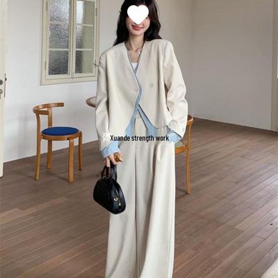 Женский костюм-двойка 2025 года с брюками палаццо – Весенне-осенний корейский повседневный OOTD набор