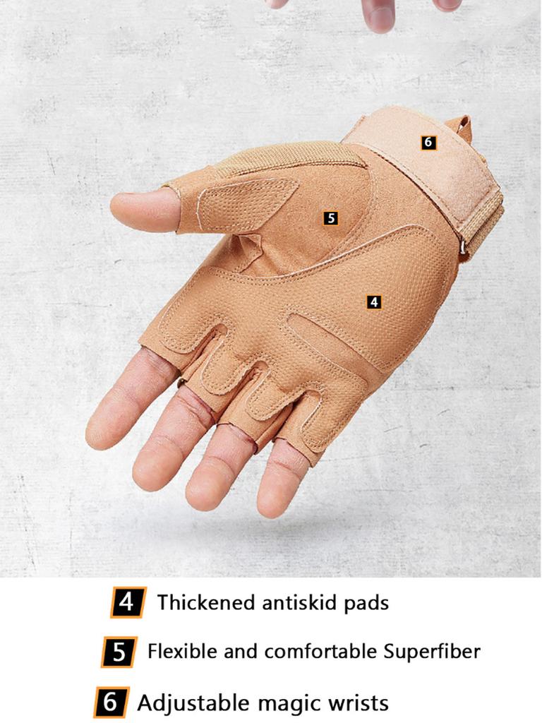 Велосипедные велосипедные перчатки, противоскользящие спортивные велосипедные перчатки на открытом воздухе, военные армейские перчатки без пальцев для стрельбы