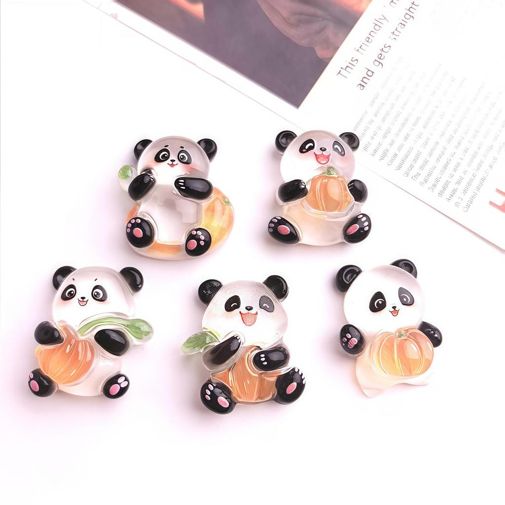 Translucent Luminous Pumpkin Panda Resin Accessories for DIY: Handmade Hair Clips, Phone Cases, Shoes