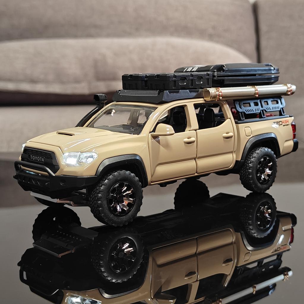 1:32 Toyota Tacoma TRO Off Road Pickup Alloy Diecast Model Computer Desktop Decoration With Sound Light Beautiful Christmas Gift