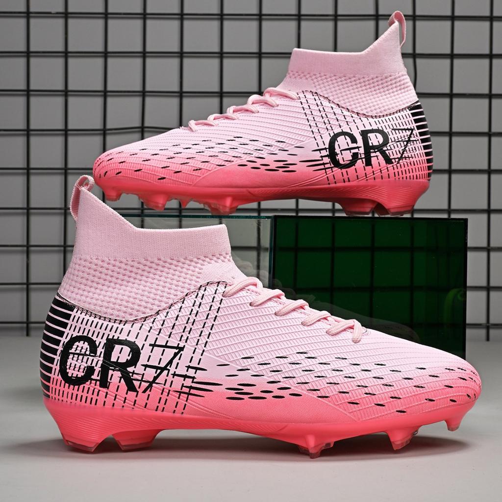 High-top CR7 wear-resistant and non-slip towel sole hot-selling fly-woven TF football shoes