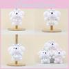 Plush Dog Bowknot Keychain Toy Pendant Stuffed Doll Cartoon Bag Decorations