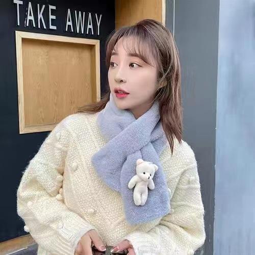 Женский зимний шарф с точечным воротником, теплый шарф, толстый плюшевый шарф на шею, шаль, модный уличный шарф Ins