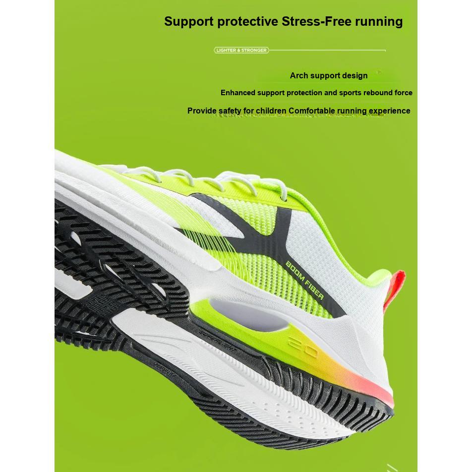 Кроссовки Li Ning Young легкие спортивные тренировочные нескользящие износостойкие с низким верхом детские кроссовки белые зеленые YKFT030-51