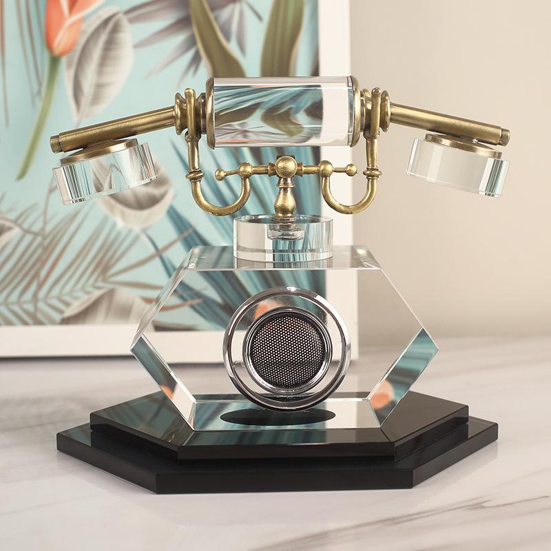 Modern Light Luxury Creative Retro Crystal Phone Props Model Room Sales Office Sales Center Desktop Decoration Ornaments