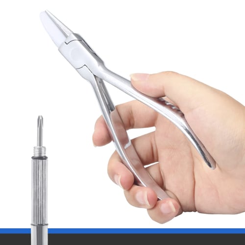 LEONTOOL Temple Pliers with Screwdriver, 155mm, Eyeglass Adjustment Pliers for Nose Pad Adjustment, Eyeglass Repair, Maintenance, Professional Tool Fo