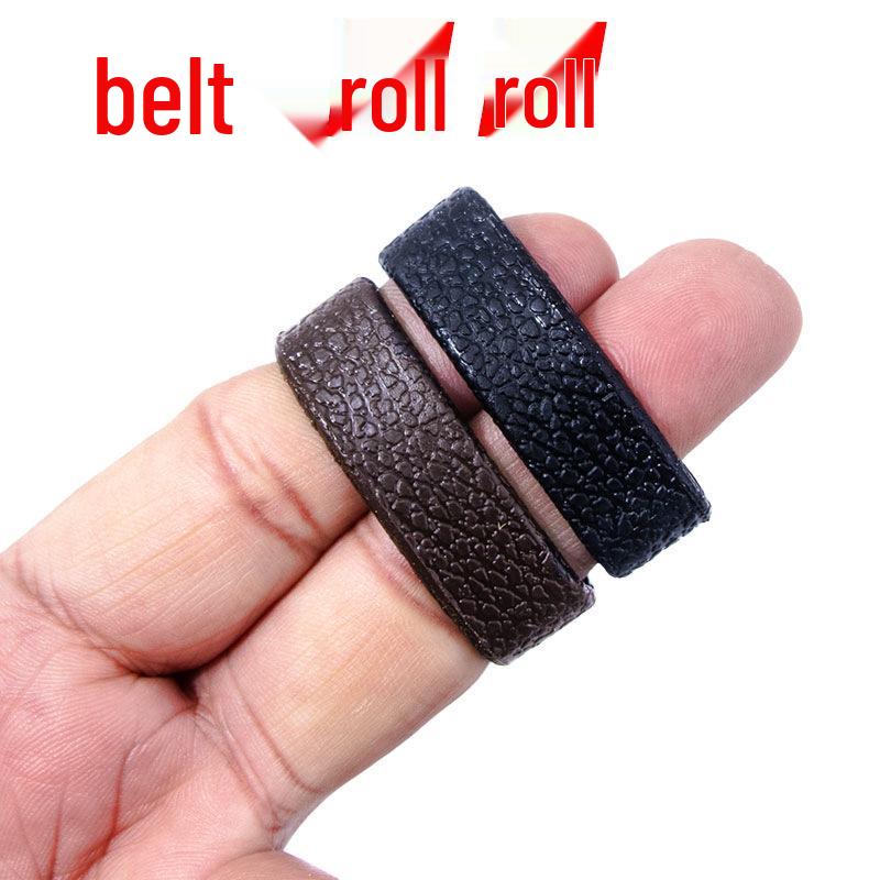 Men's Cowhide Leather Belt with Buckle Loop and Tail End Fixing Ring