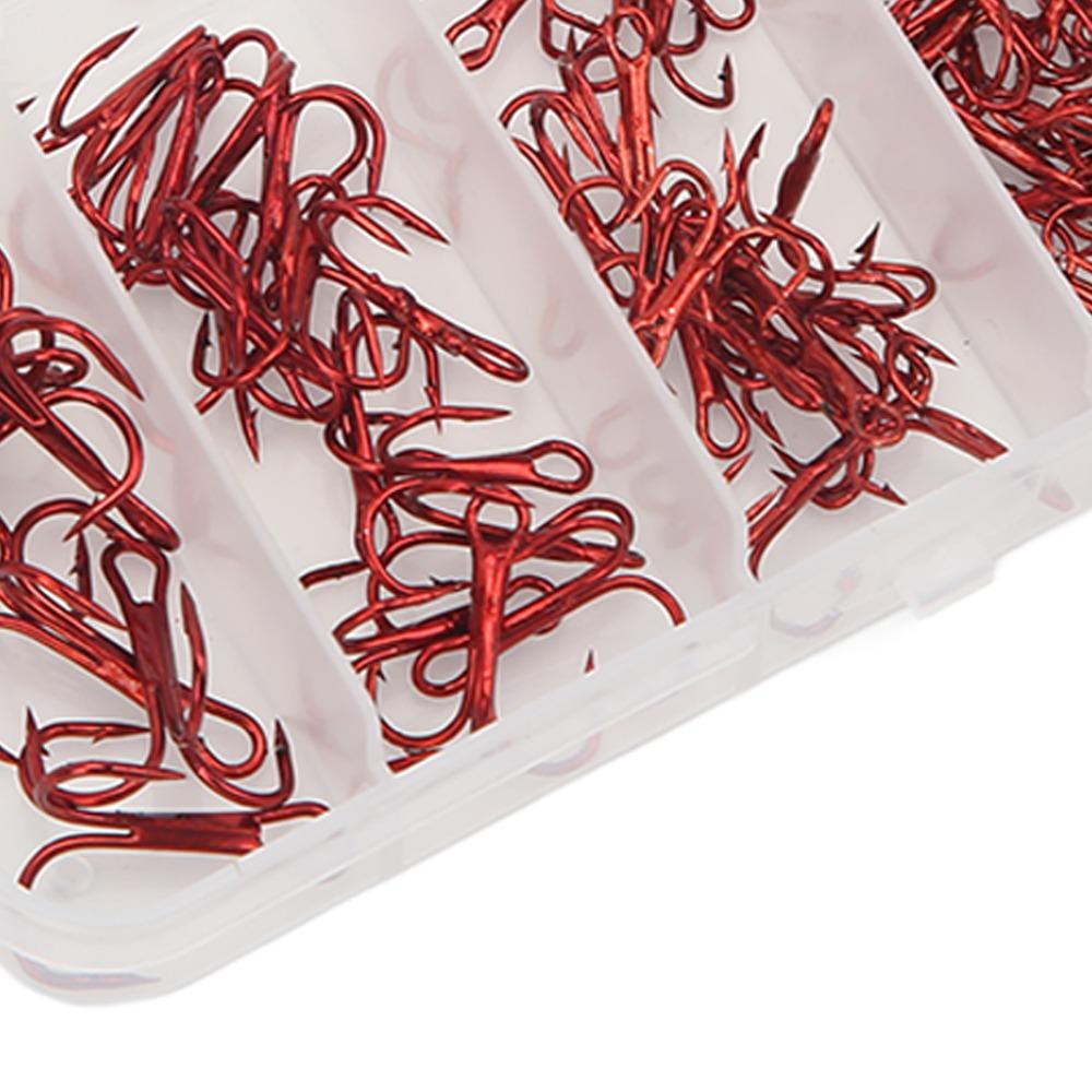 100PCS High Carbon Steel Treble Fishing Hooks Strong Sharp Fishing Hooks Kit  Saltwater Fishing