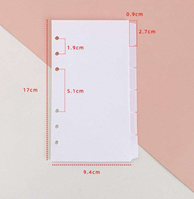 Transparent Paper Index Divider A5 A6 6 Holes For Binder Planner Notebook Stationery Notebook Paper Divider Accessories