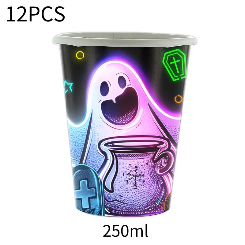 Spooky Halloween Themed Disposable Dinnerware Set For 12 Includes Paper Plates Cups Napkins And Table Cover