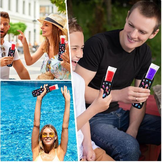 4 Pcs Ice Pop Sleeves Popsicle Holder Freeze Popsicle Holders Popsicle Holders For Kids Reble Washable Painting Freeze Pops ulator Sleeves No Drips