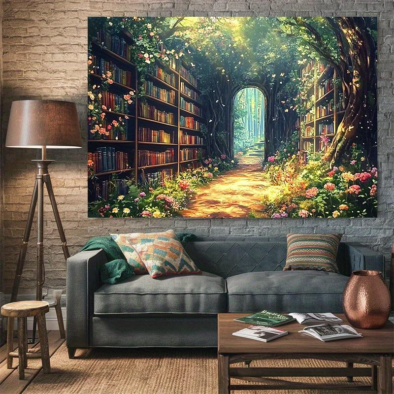 VIKAMAMagic Fairy Forest Library Background Decoration Tapestry Living Room Sofa Background Wall Room Decoration