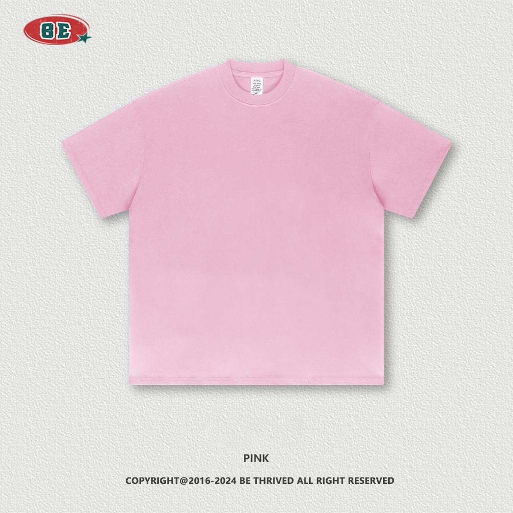 2024 футболка из чистого хлопка, тяжелый вес 425 г, однотонная с открытыми плечами, с короткими рукавами, свободная модная брендовая пара с короткими рукавами