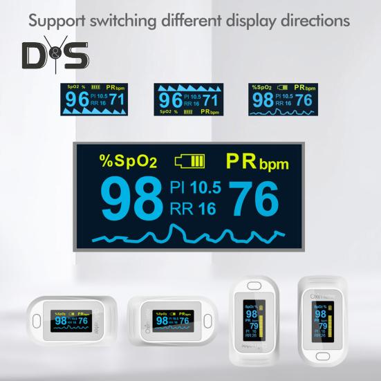 Измеритель кислорода в крови с цифровым дисплеем индекса PI, высокоточный, безболезненный для пальцев, портативный оксиметр для измерения насыщения крови кислородом