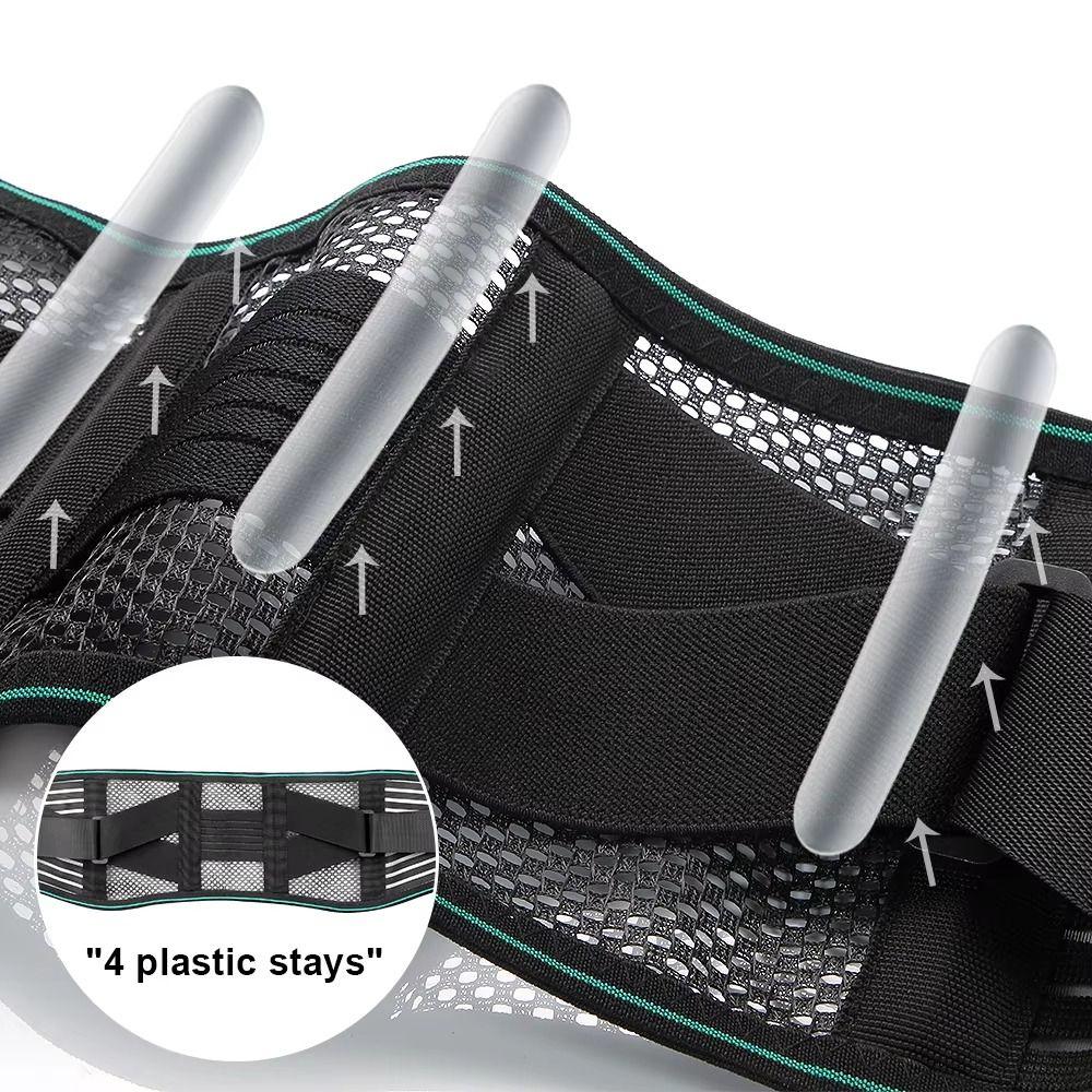 4 Steel Stays Lumbar Support Belt Compression Fitness Waist Protector Lower Back Brace Men Women