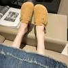 Zapatos Mujer Новые женские замшевые мюли Тапочки на плоской подошве Бостонские сабо Сандалии Модные уличные слипоны Пляжные сандалии
