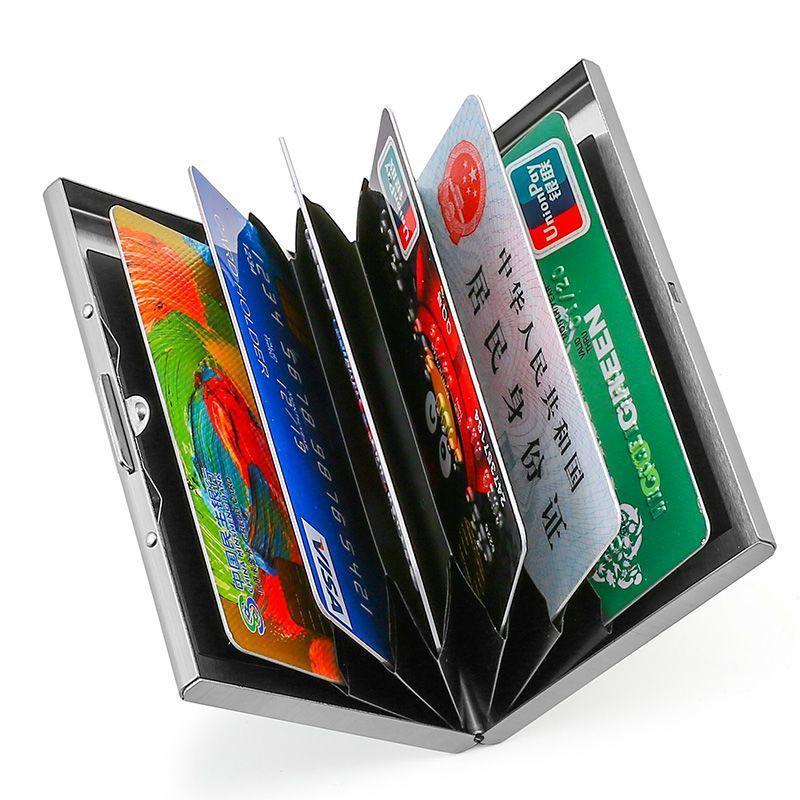Multifunctional Anti-Theft Stainless Steel Card Holder: Portable Multi-Slot Wallet for Men.