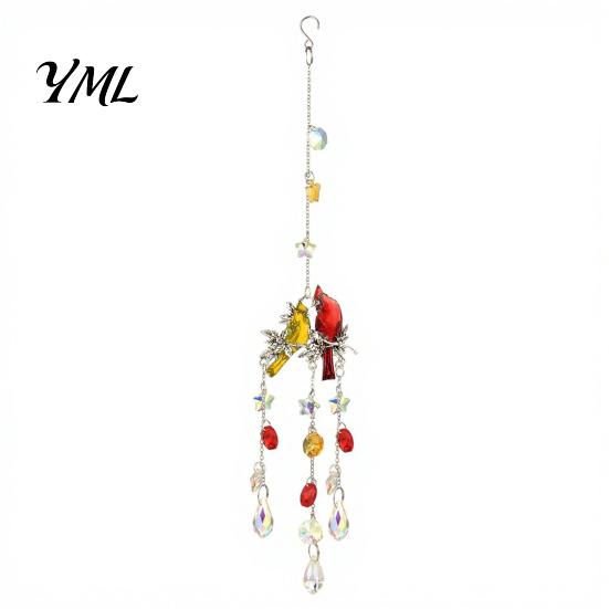 Birthday Gift for Decor Lover Cardinals Faux Crystals Suncatcher, Hanging Sun Catcher Windows, Bird Wind Crystal Suncatcher Windows Chimes with Chain,